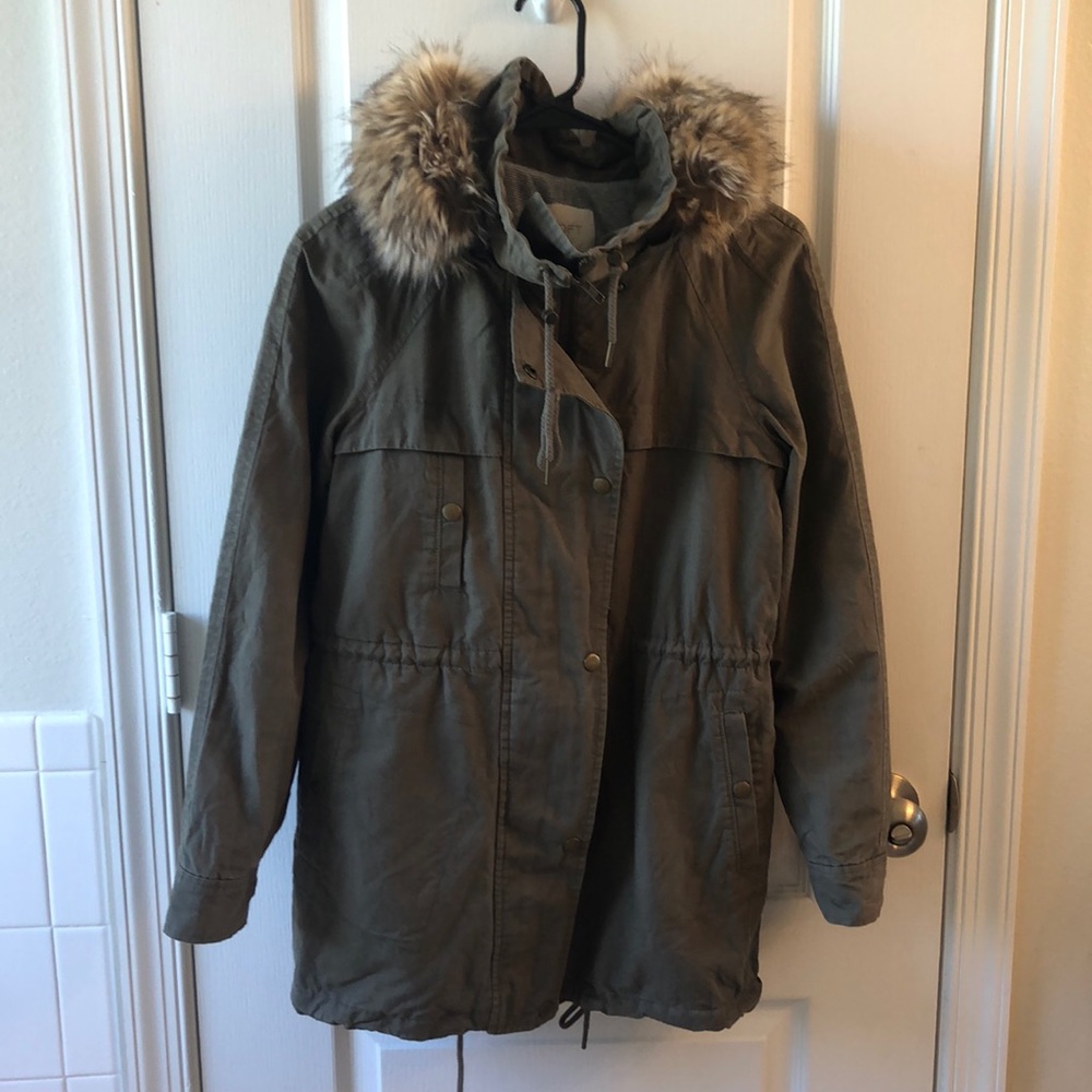 The Loft army green lightweight parka